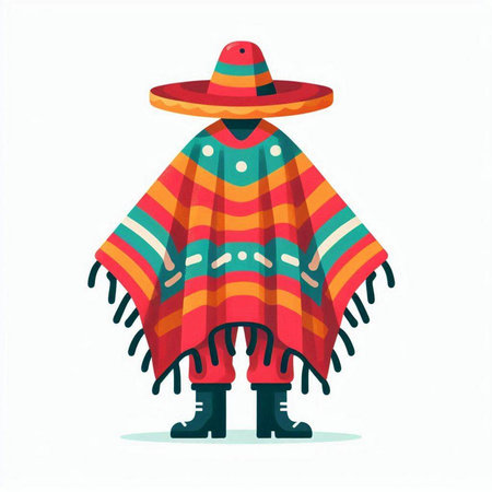 Mexican sombrero hat isolated on white background. Vector illustration.のイラスト素材