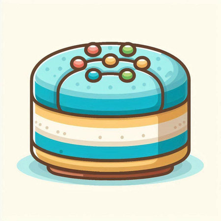 Cake icon, vector illustration in flat design style. Colorful sweet dessertのイラスト素材