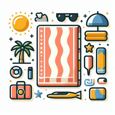 Illustration of lasagna with vegetables and fried egg on a plateのイラスト素材