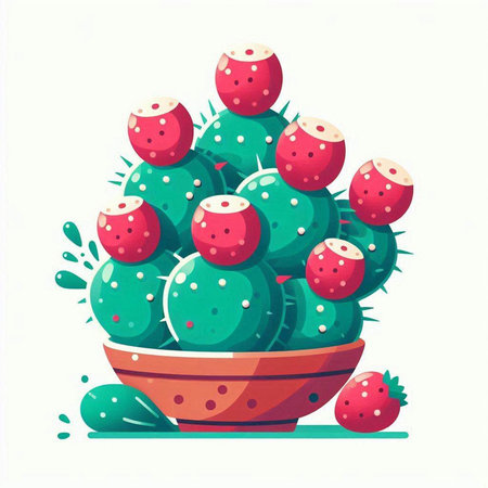Cactuses in a pot on a white background. Vector illustration.のイラスト素材