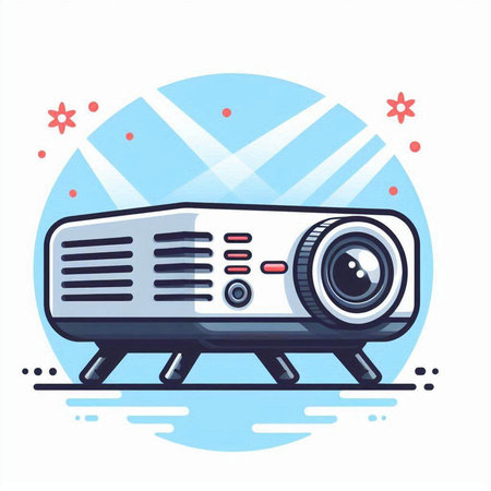 Projector on a white background. Vector illustration in flat style.のイラスト素材