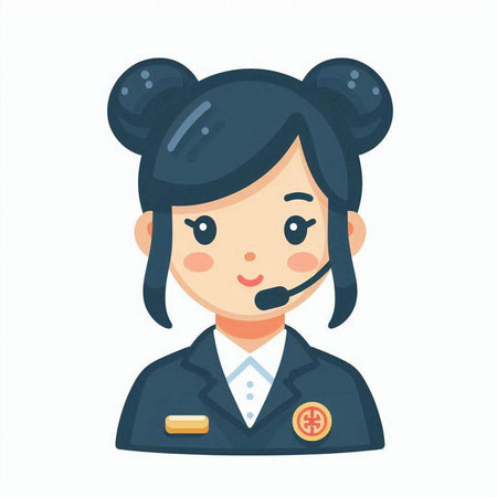Vector illustration of a female call center worker wearing a headset and smilingのイラスト素材