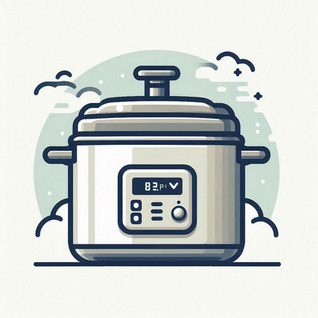 Vector illustration of a hand drawn cooking pot in flat line style.のイラスト素材