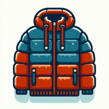 Vector illustration of a winter jacket isolated on a white background. Cartoon style.のイラスト素材