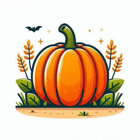 Pumpkin vector illustration, isolated on white background. Halloween design element.のイラスト素材