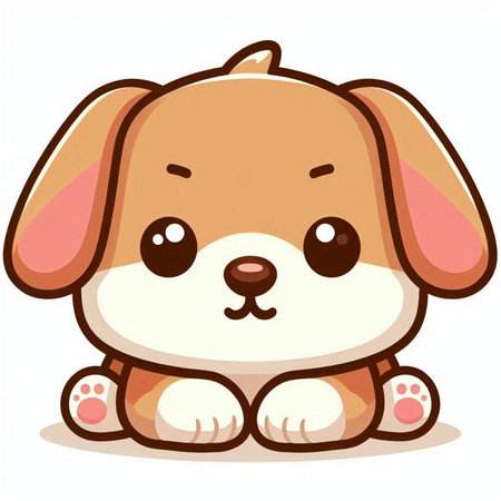 Cute cartoon dog on white background. Vector illustration of a cute dog.のイラスト素材