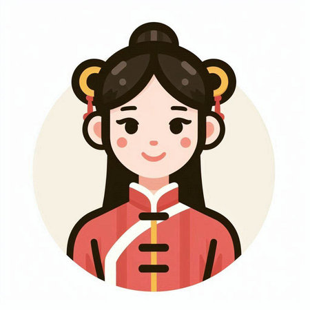 Korean girl in traditional costume. Vector illustration in cartoon style.のイラスト素材