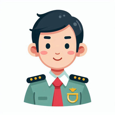 Vector illustration of a boy in a police uniform. Flat style.のイラスト素材