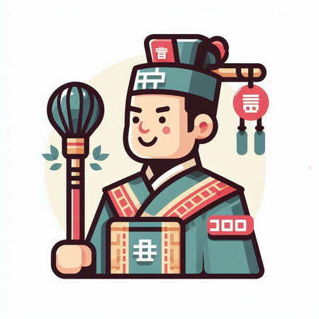 Korean japanese man in traditional costume, vector illustration.のイラスト素材