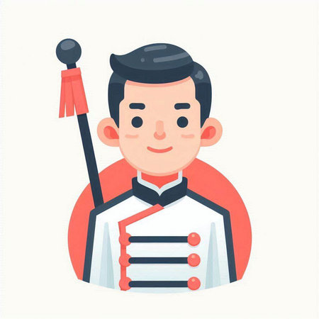 Vector illustration of a man in a military uniform. Flat design.のイラスト素材