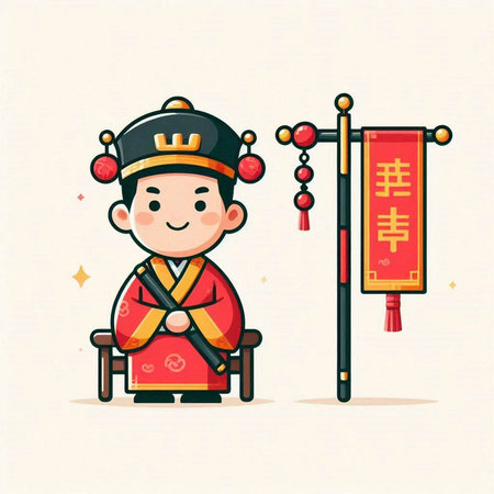 Chinese New Year greeting card in flat style. Chinese New Year illustration.のイラスト素材