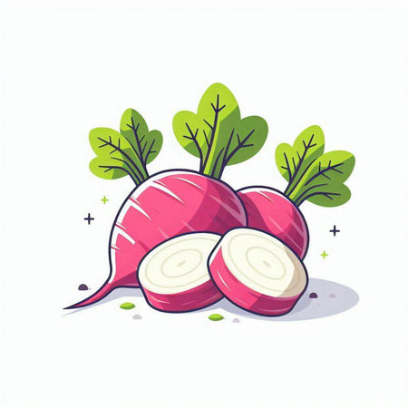 Illustration of fresh radish on white background. Vector illustration.のイラスト素材