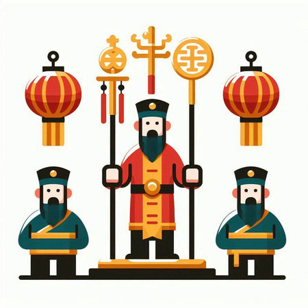 Vector illustration of a set of illustrations of the characters of the Chinese New Year.のイラスト素材