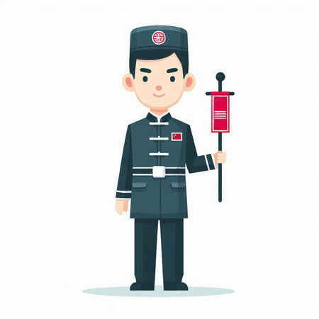 Chinese man in traditional costume vector illustration isolated on a white background.のイラスト素材