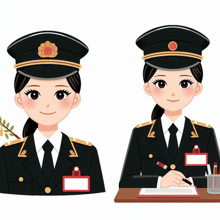 Pilot and stewardess on a white background, vector illustrationのイラスト素材