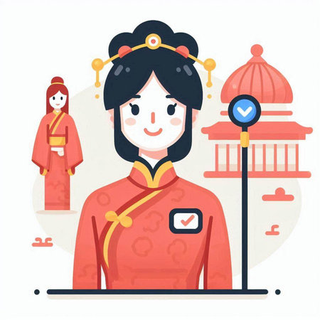 Old man reading a book in a chinese temple. Vector illustrationのイラスト素材