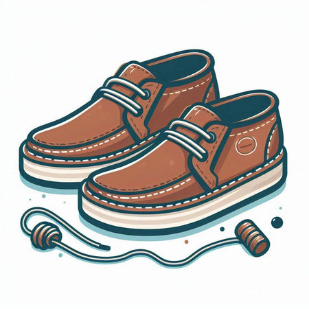 Pair of brown sneakers on a white background. Vector illustration.のイラスト素材