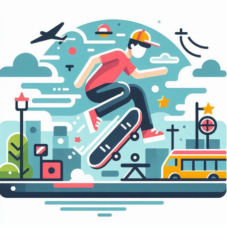 Illustration of a male police officer holding a red ax in his handのイラスト素材