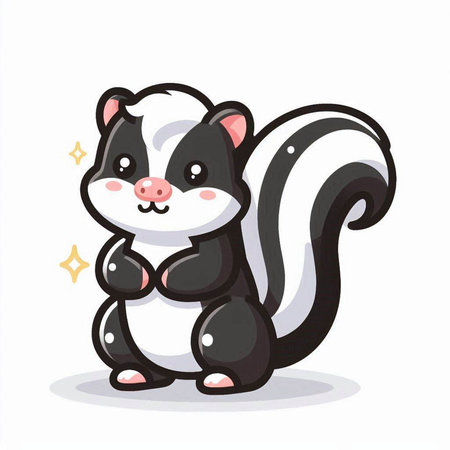 Cute skunk isolated on a white background. Vector illustration.のイラスト素材
