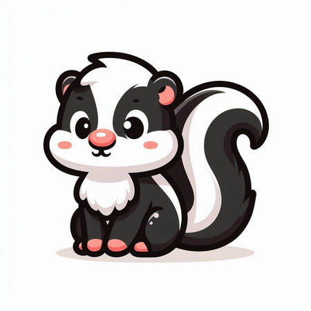 Cute skunk cartoon isolated on white background. Vector illustration.のイラスト素材