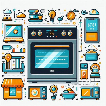 Modern flat line design vector illustration concept of cooking and household appliances.のイラスト素材