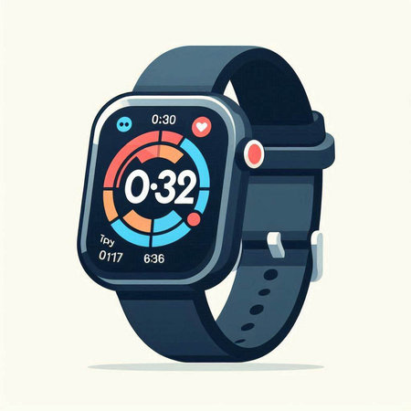 Smart watch with a clock on a white background. Vector illustration.のイラスト素材