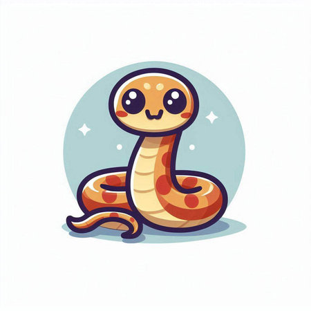 Cute cartoon snake isolated on a white background. Vector illustration.のイラスト素材