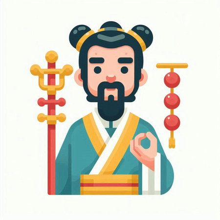 Japanese man and woman in traditional clothes. Vector illustration of a cartoon character.のイラスト素材