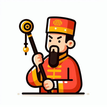 Chinese man in traditional clothes. Vector illustration in flat cartoon style.のイラスト素材