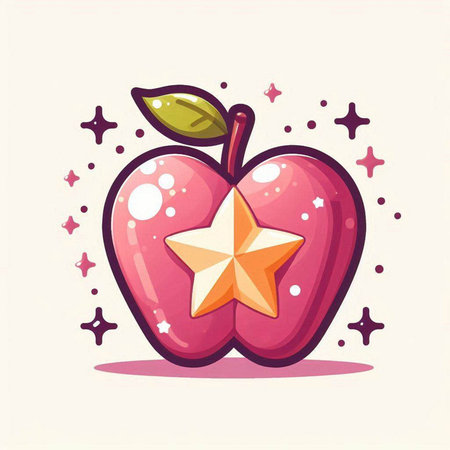 Vector illustration of an apple with a star on a white background.のイラスト素材