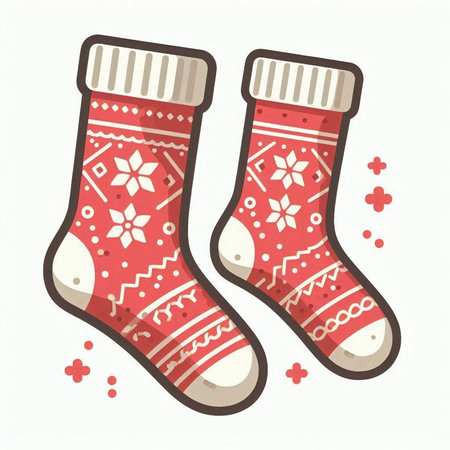 Christmas socks isolated on white background. Vector illustration. Eps 10.のイラスト素材