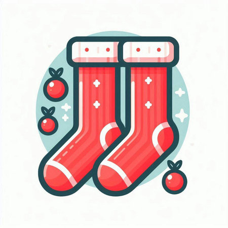 Cute christmas sock. Colorful vector illustration in cartoon styleのイラスト素材
