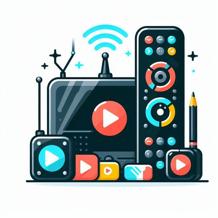 Videogame media player. Vector illustration in flat style.のイラスト素材