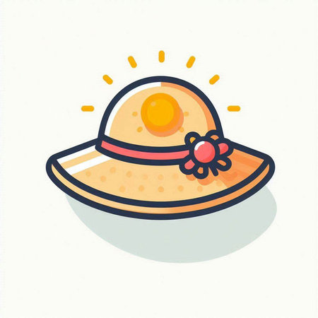 Summer hat icon. Isolated on white background. Vector illustration.のイラスト素材