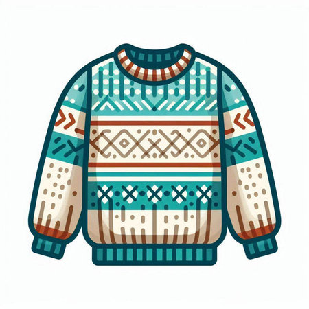 Winter knitted sweater isolated on a white background. Vector illustration.のイラスト素材