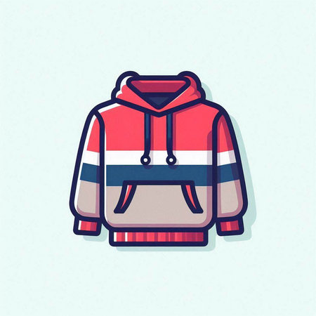 Hoodie with long sleeves. Vector illustration in a flat style.のイラスト素材