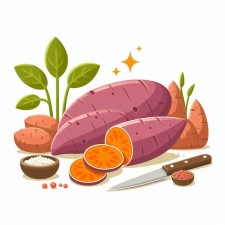 Sweet potato vector illustration isolated on white background. Sweet potato vector illustration.のイラスト素材