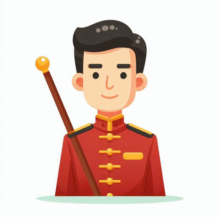Cartoon royal guard. Vector illustration in flat style. Isolated on white background.のイラスト素材