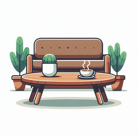 Interior of living room with furniture. Flat style vector illustration.のイラスト素材