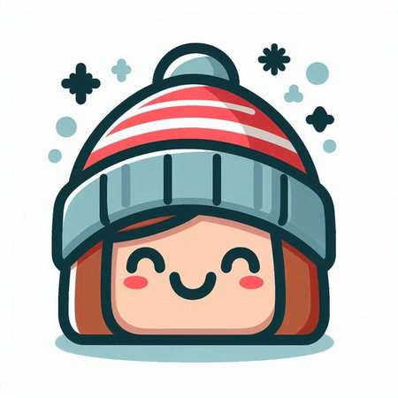 Cute girl wearing winter hat and scarf. Vector cartoon character illustration.のイラスト素材