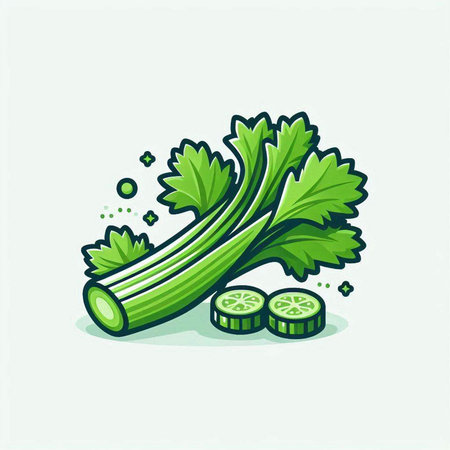 Celery vector icon. Cute celery vegetable illustration.のイラスト素材