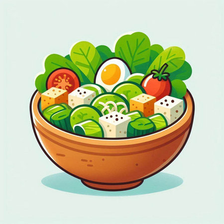 Vegetable salad in a bowl. Vector illustration. Eps 10のイラスト素材