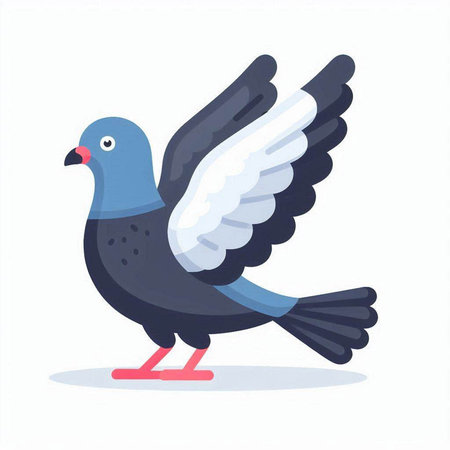 Pigeon isolated on white. Vector illustration in flat style.のイラスト素材