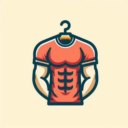 Vector illustration of a muscular man in a red t-shirt.のイラスト素材