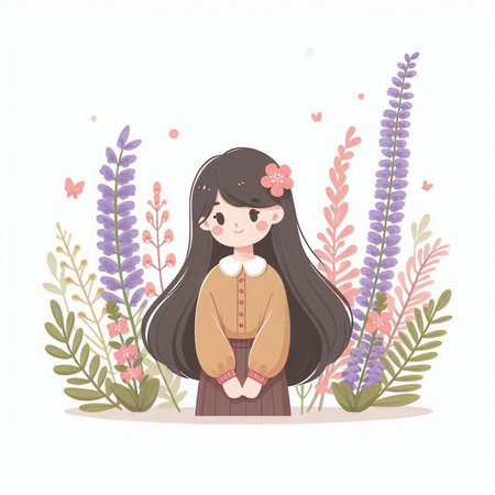 Flower pot with flowers and butterflies. Vector illustration in flat styleのイラスト素材