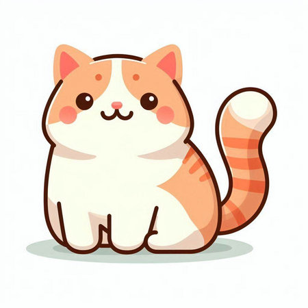 Cute cat sitting on white background. Vector cartoon character illustration.のイラスト素材