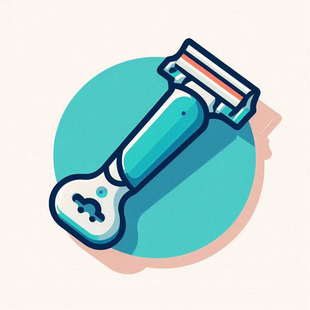 Shaving machine icon with long shadow in flat style. Vector illustration.のイラスト素材