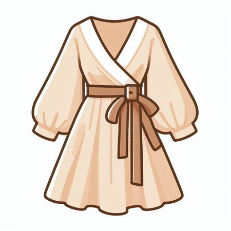 Illustration of a bathrobe with a bow on a white backgroundのイラスト素材