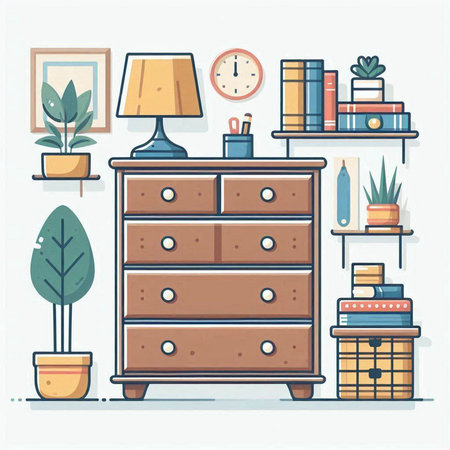 Furniture and home decoration. Vector illustration in flat style.のイラスト素材