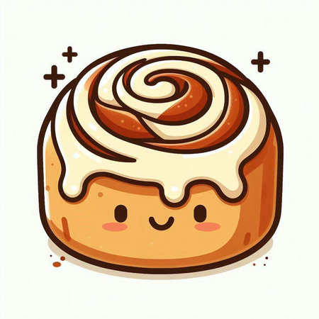 Cinnamon roll vector illustration. Cute and kawaii style.のイラスト素材